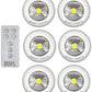 6 Peel and Stick LED Puck Lights Wireless Remote Control 100 Lumens