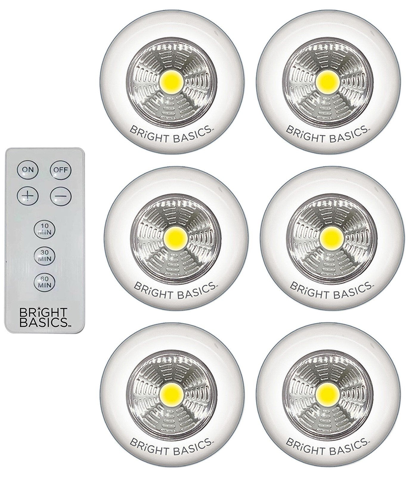 6 Peel and Stick LED Puck Lights Wireless Remote Control 100 Lumens
