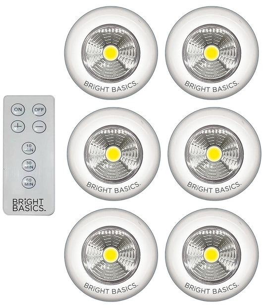 6 Peel and Stick LED Puck Lights Wireless Remote Control 100 Lumens