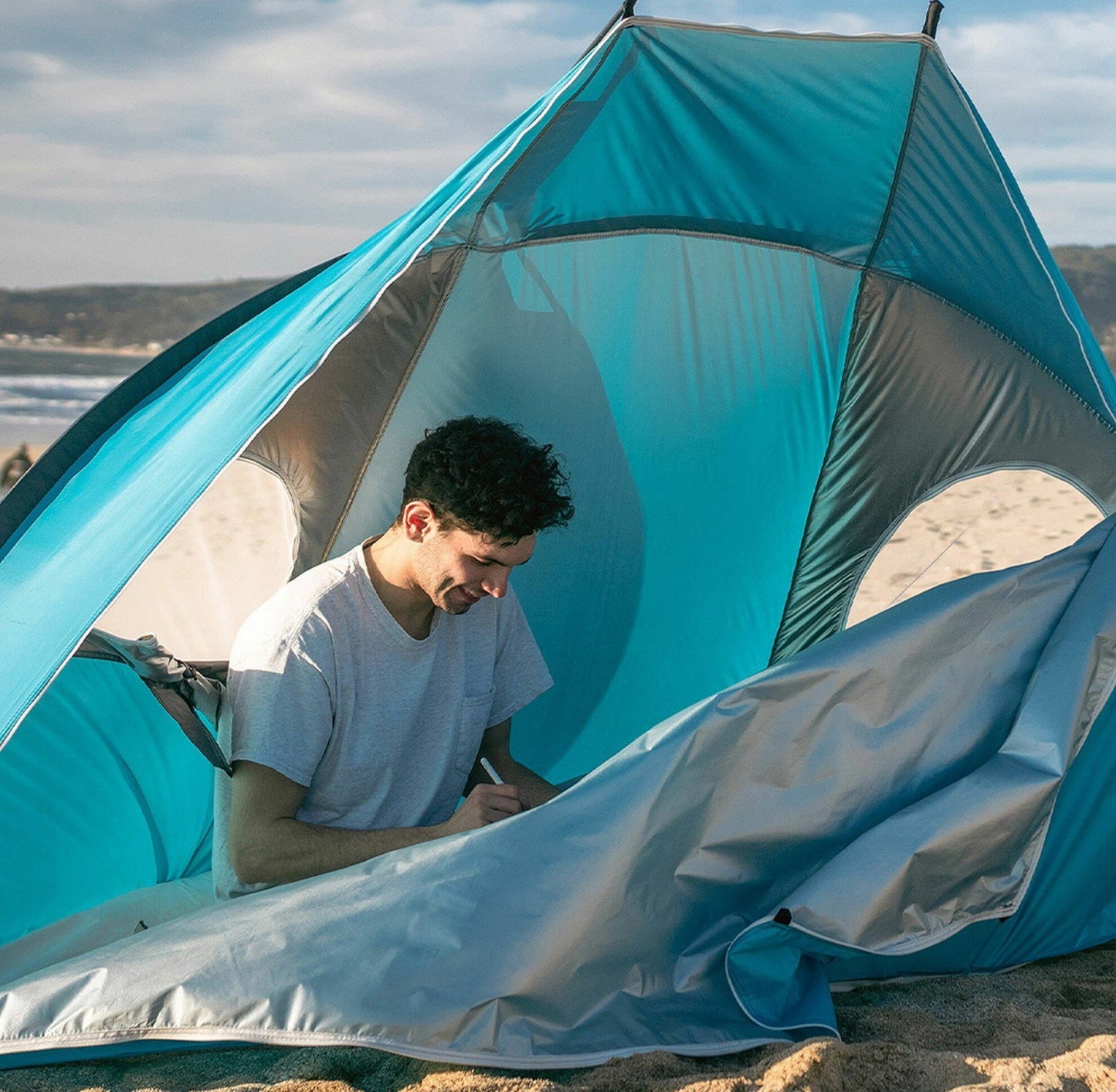 Stansport UPF 50+ Beach Cabana Wind Sun Shelter Tent with Zippered Door