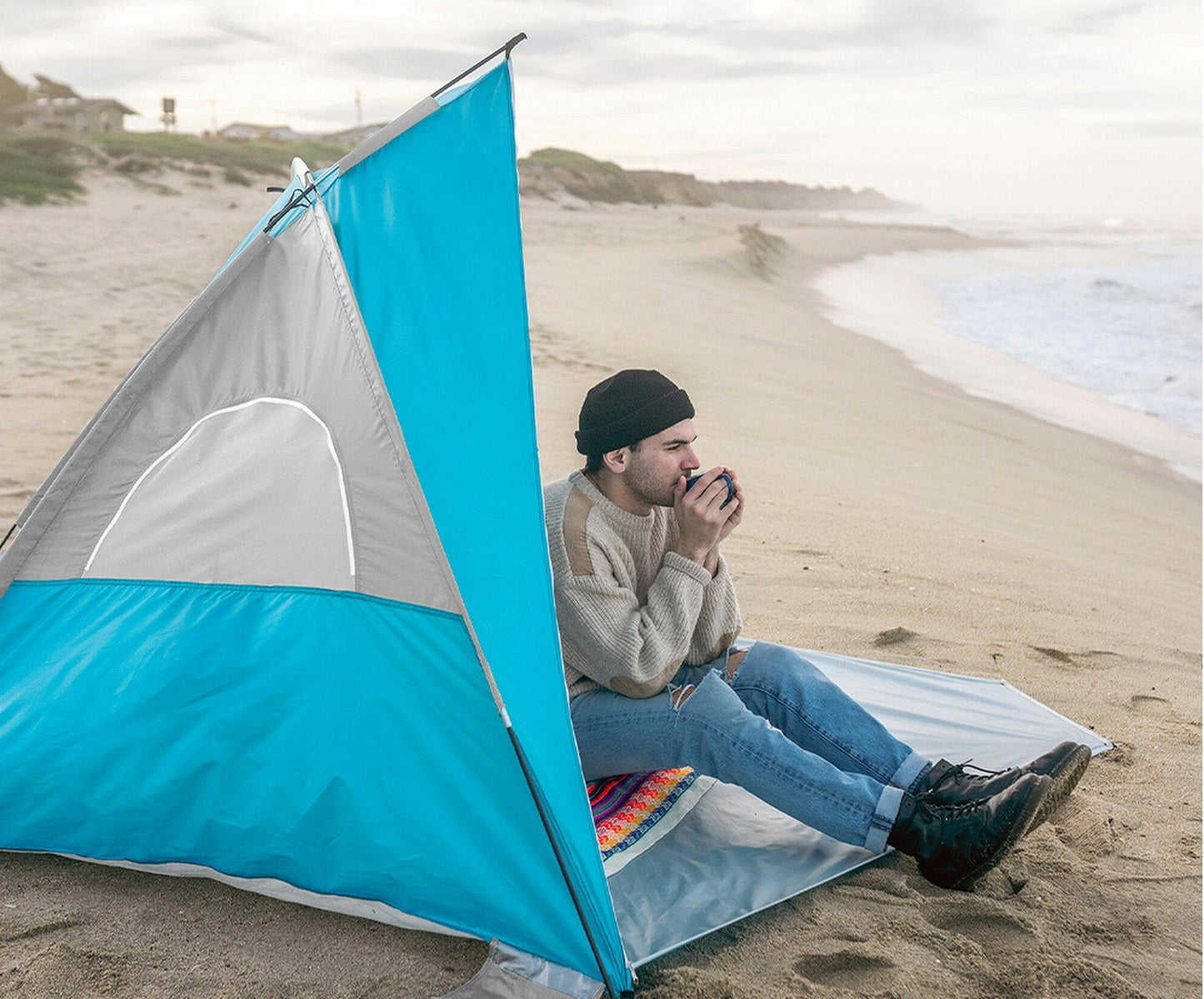 Stansport UPF 50+ Beach Cabana Wind Sun Shelter Tent with Zippered Door