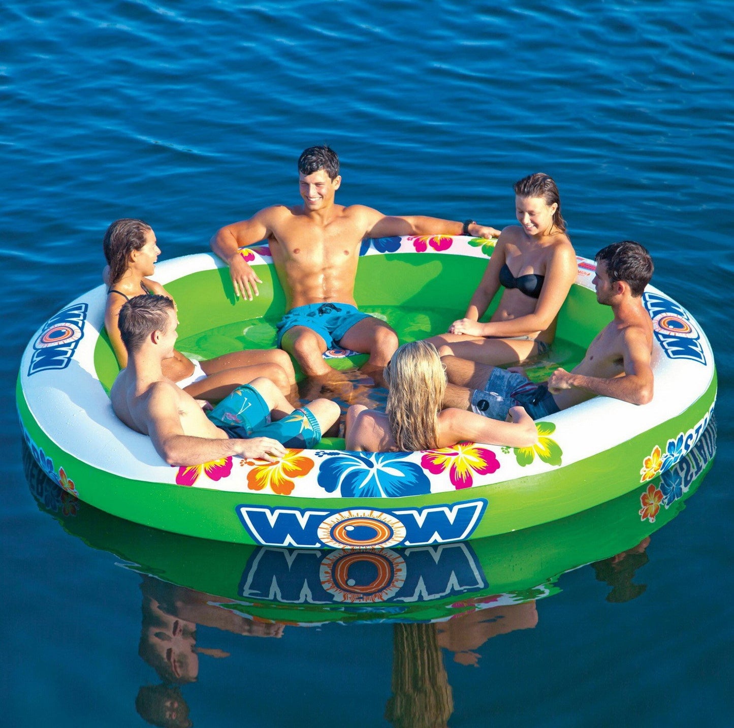 WOW 6 Person Stadium Floating Island Raft Lake River Float 8.5' Round