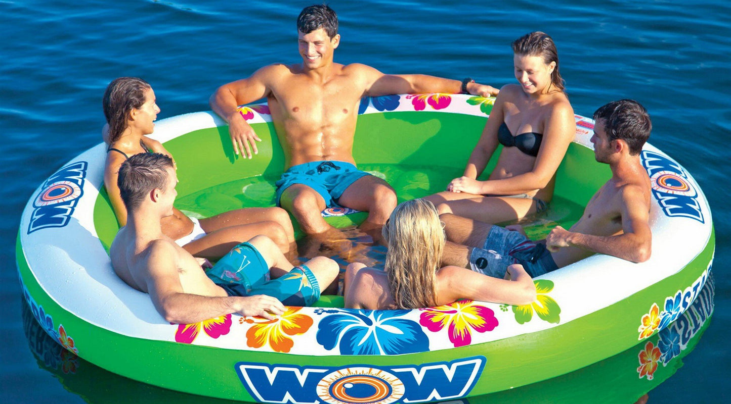 WOW 6 Person Stadium Floating Island Raft Lake River Float 8.5' Round