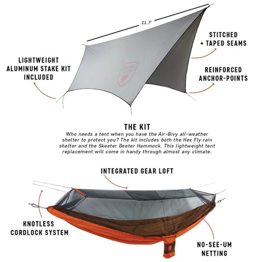 All Weather Hammock with Rainfly Rain Shelter and Mosquito Net Skeeter Beater