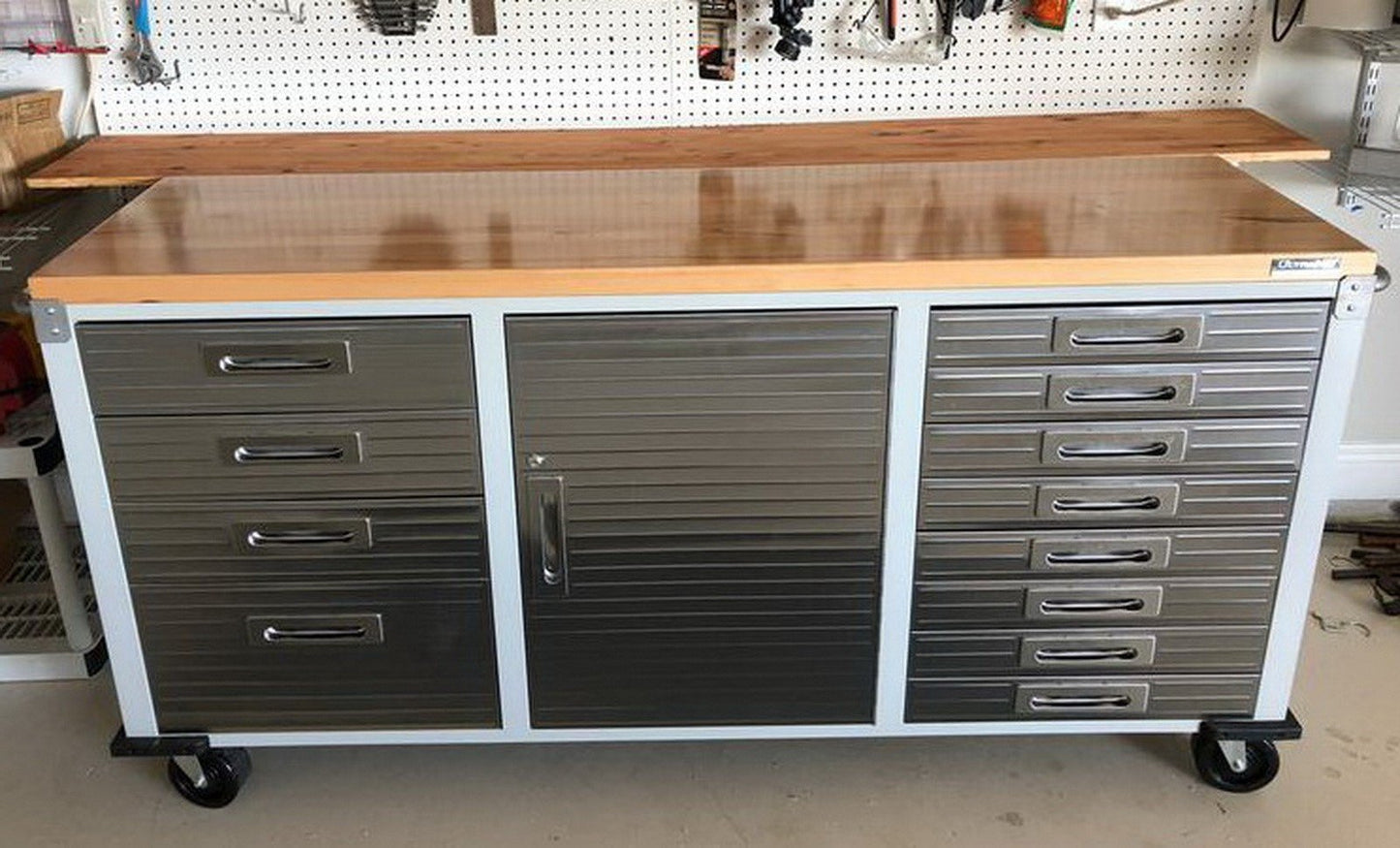 12 Drawer Tool 6' Workbench Cabinet Rolling Work Bench Stainless Steel Wood Top