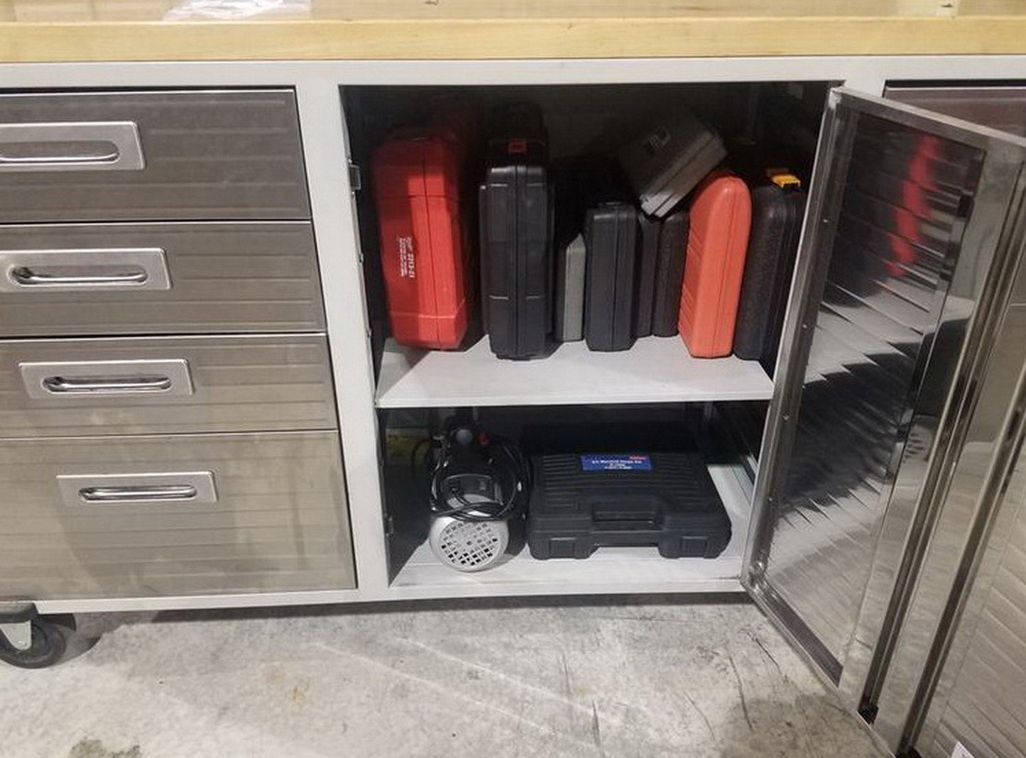 12 Drawer Tool 6' Workbench Cabinet Rolling Work Bench Stainless Steel Wood Top