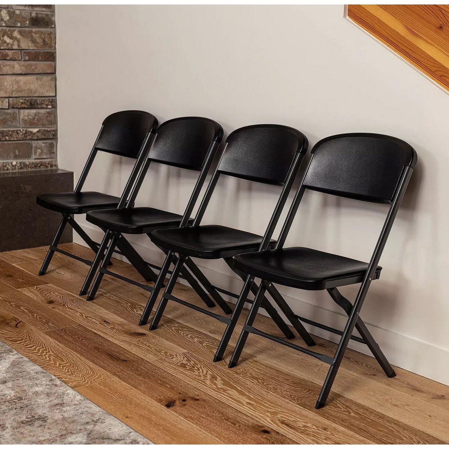 Folding Chairs 4 Pack Indoor Outdoor Seating White or Black Steel Bypass Frame