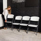Folding Chairs 4 Pack Indoor Outdoor Seating White or Black Steel Bypass Frame