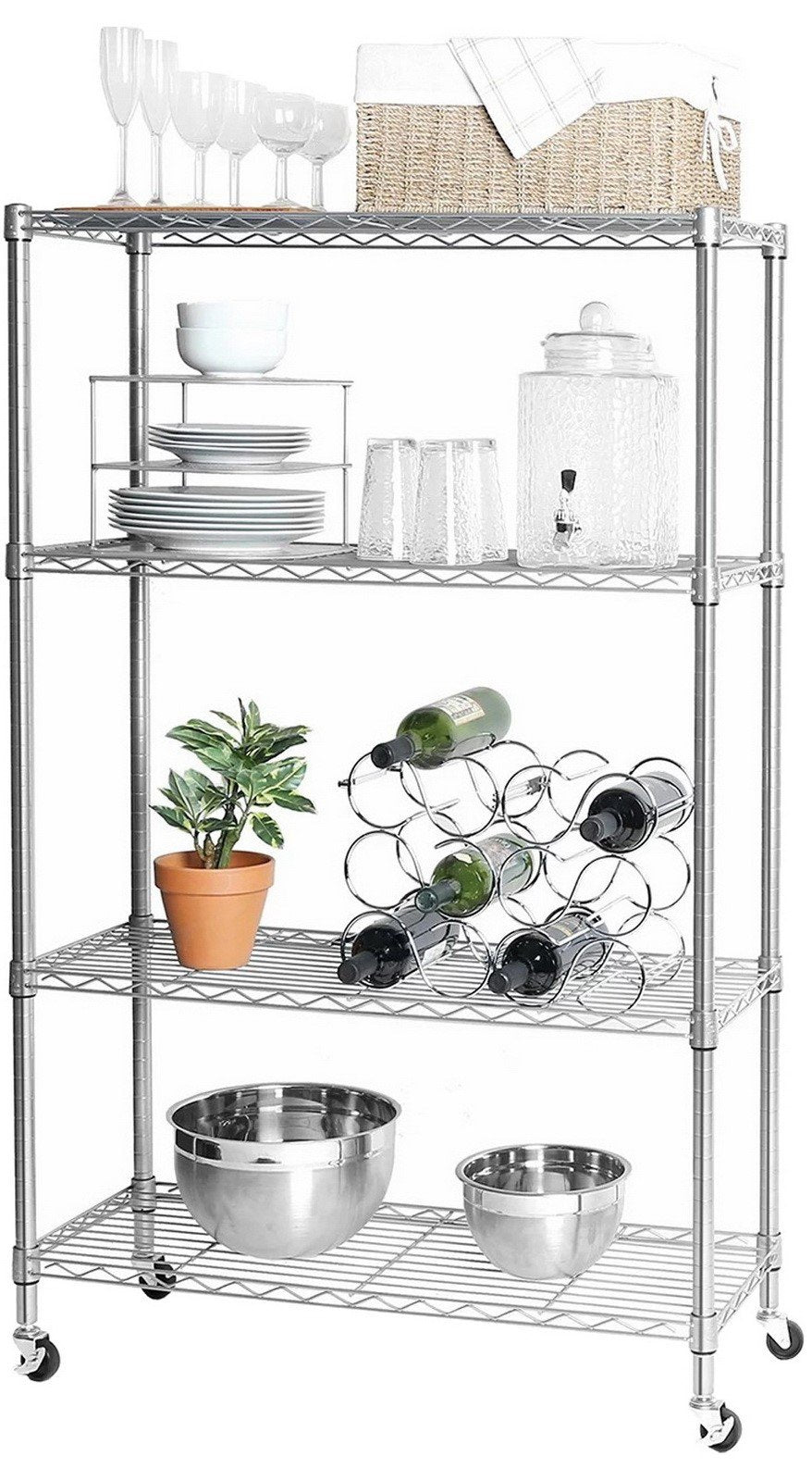 4 Tier Heavy Duty Steel Wire Shelving Storage Rack 36" x 14" x 56"
