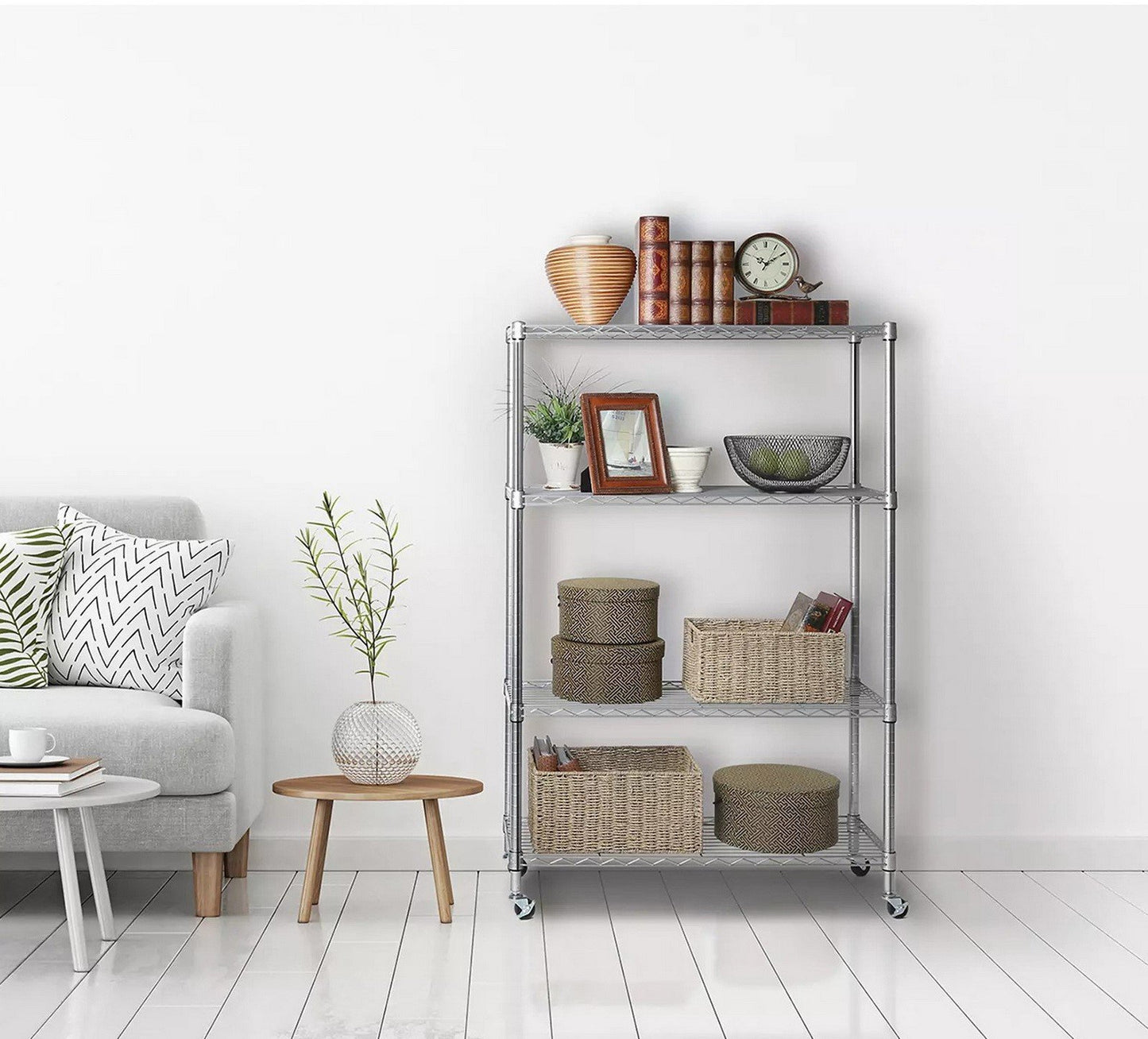 4 Tier Heavy Duty Steel Wire Shelving Storage Rack 36" x 14" x 56"