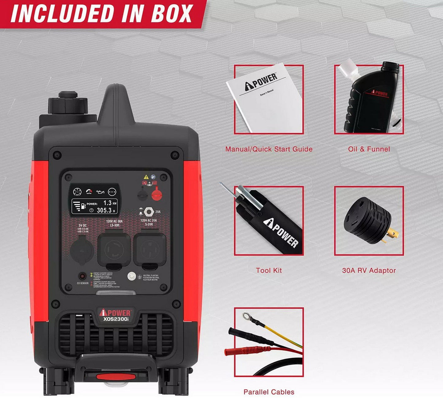 A-iPower Portable Rolling Inverter Power Generator 2,300 Watt Gasoline Powered