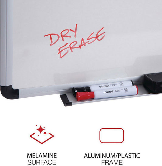 Large White Dry Erase Board 48" x 36" Melamine Aluminum Frame Wall Mountable