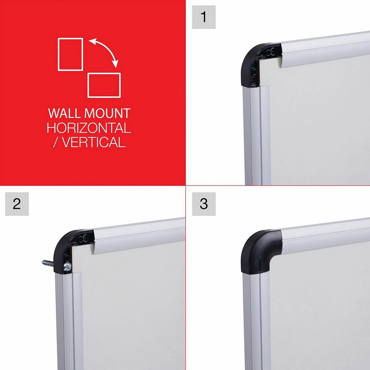 Large White Dry Erase Board 48" x 36" Melamine Aluminum Frame Wall Mountable