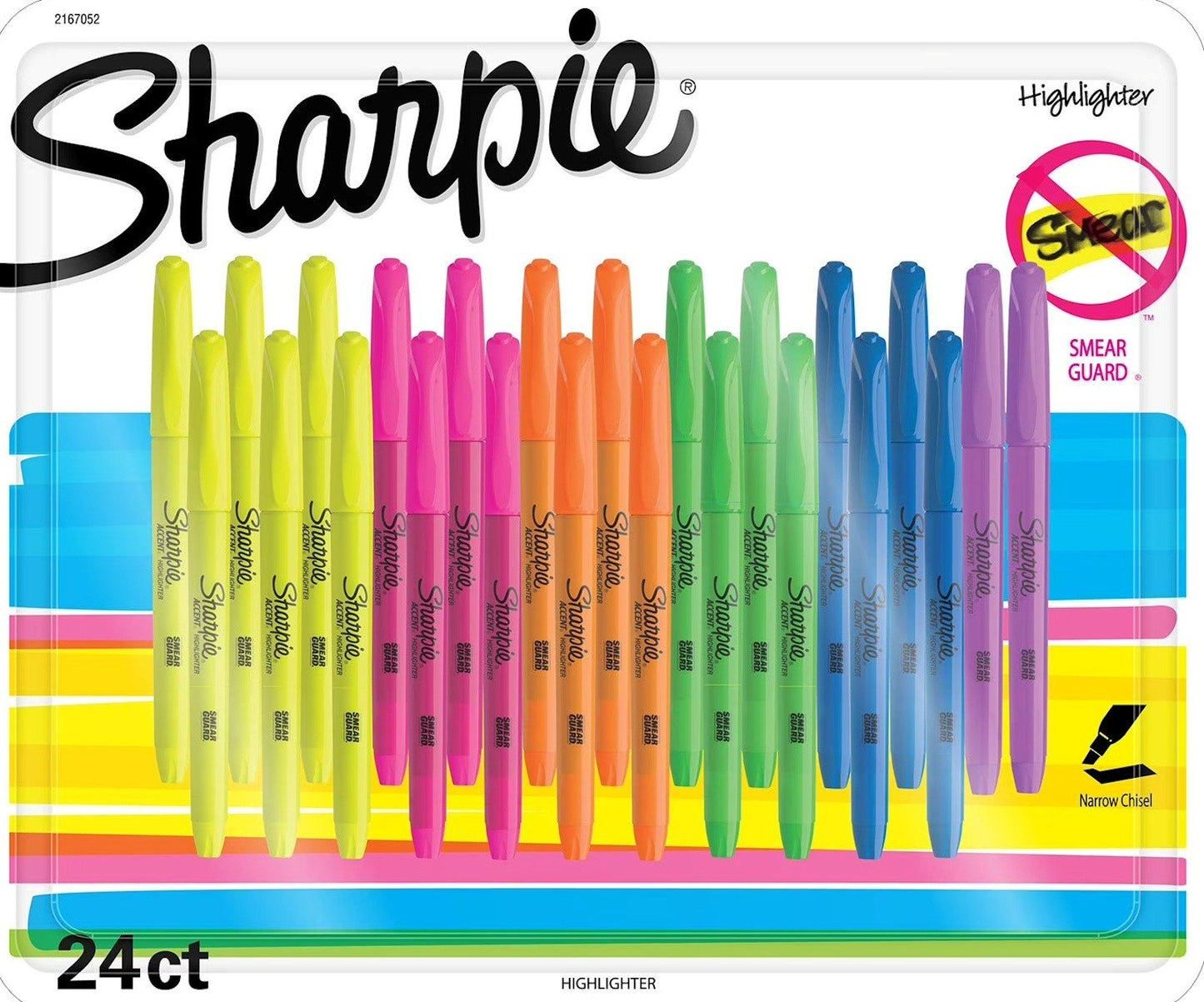 24 Pack Sharpie Accent Highlighters Assorted Colors Smear Guard Pink Yellow