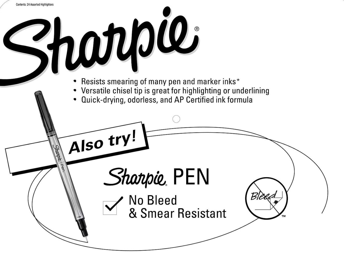 24 Pack Sharpie Accent Highlighters Assorted Colors Smear Guard Pink Yellow