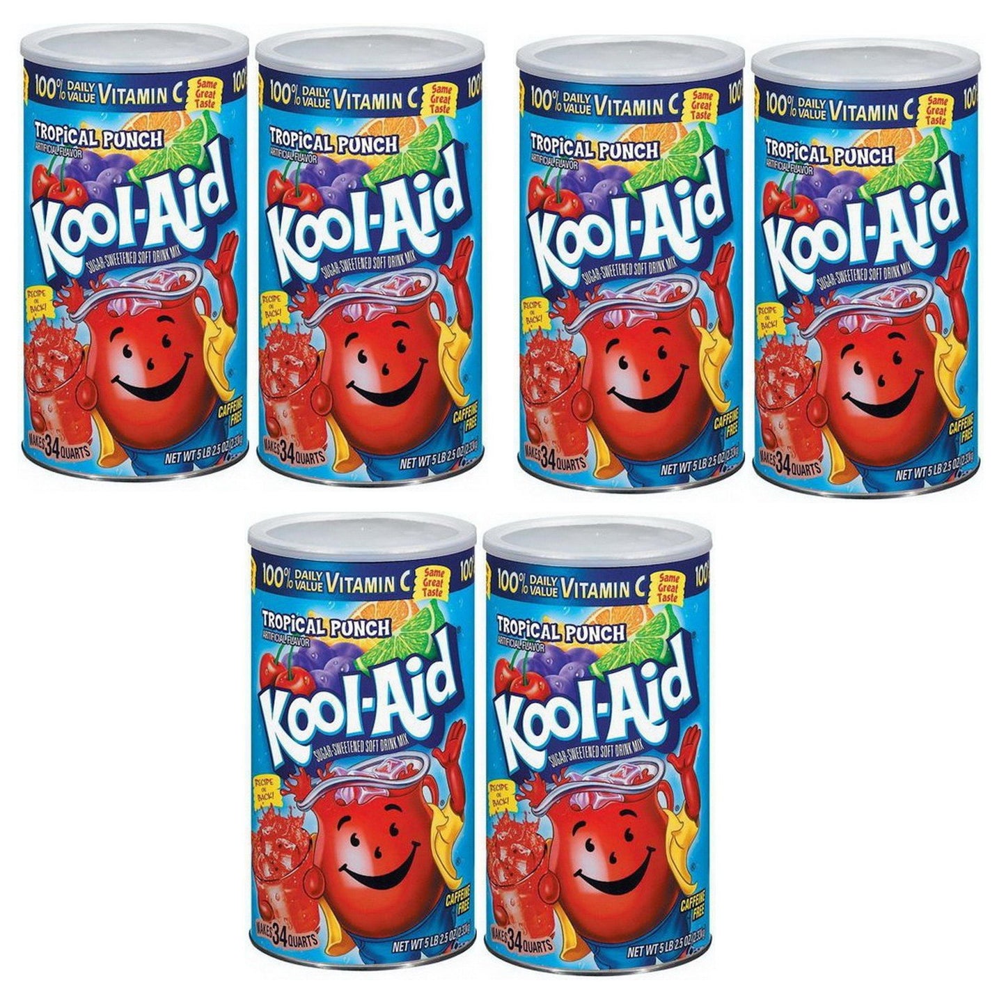 2 4 or 6 Cans 34 Qt Kool-Aid Tropical Punch Drink Mix Sugar Sweetened Kool Aid