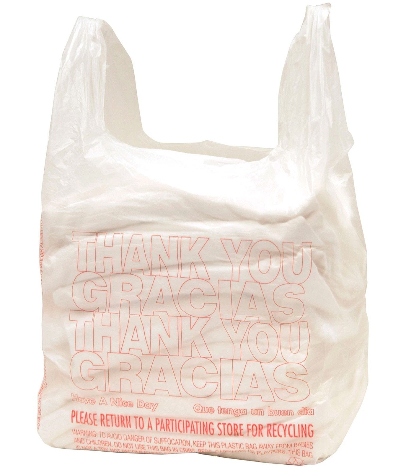 1000 T-Shirt Carry Out Retail Plastic Bags Recyclable Grocery Shopping Thank You