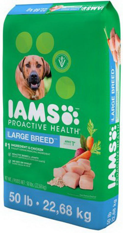 Iams Adult Dry Dog Food 50 lb ProActive Health Chicken Minichunks or Large Breed