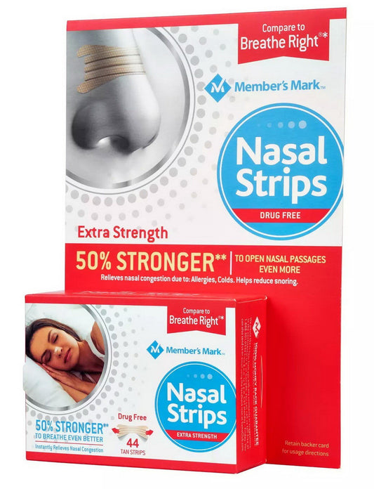 Pack of 44 Nasal Strips Extra Strength Tan Breath Easy Snoring Relief Right