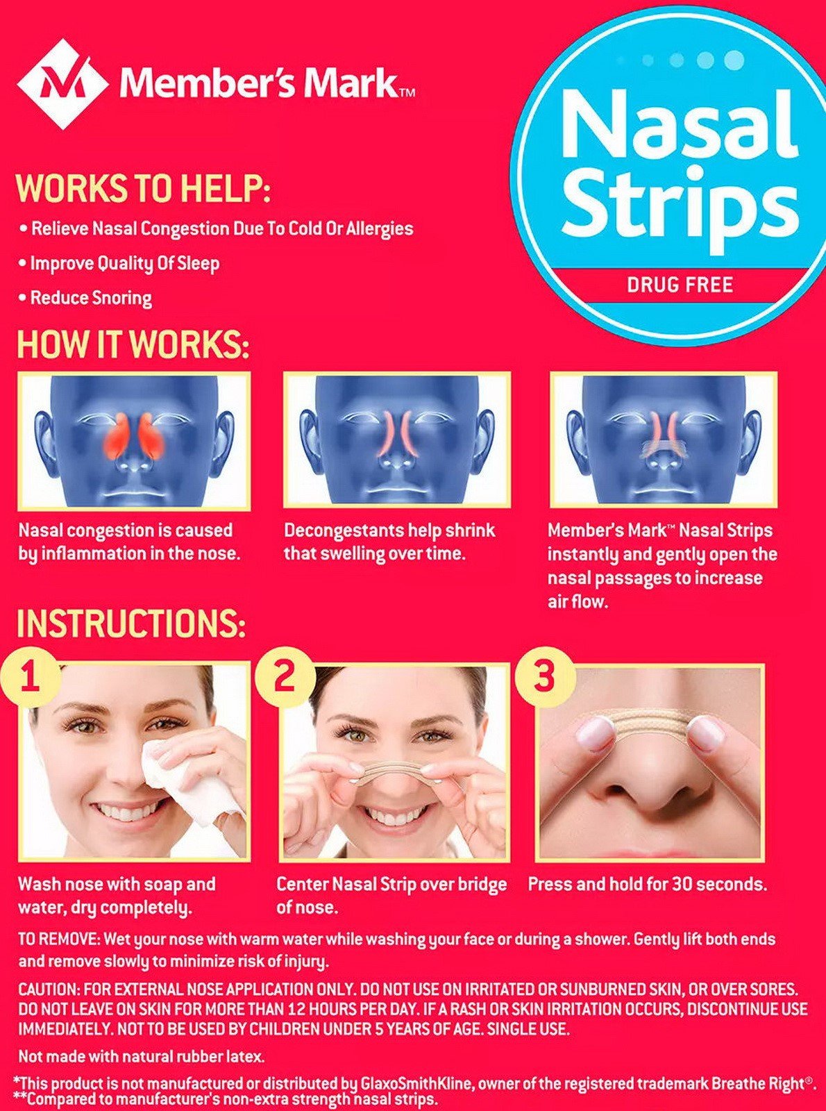 Pack of 44 Nasal Strips Extra Strength Tan Breath Easy Snoring Relief Right