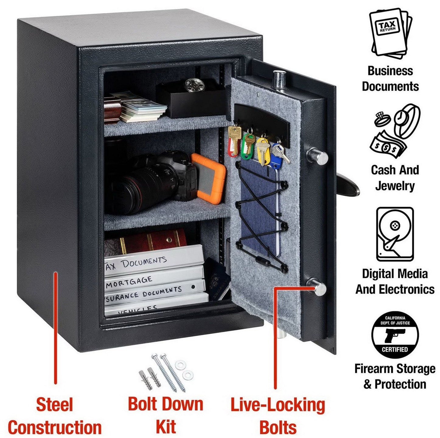 SentrySafe Security Safe Electronic Keypad Lock 2.2 Cubic Feet Carpet Interior