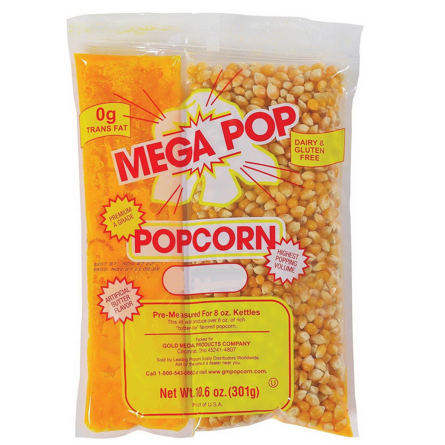 Gold Medal Mega Pop Popcorn Kit Corn Oil & Salt 4 6 8 12 14 16 Ounce oz Kettles