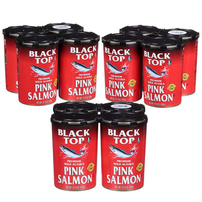 Black Top Premium Wild Alaska Pink Salmon Canned 4 8 or 12 Pack of 14.75 oz Cans