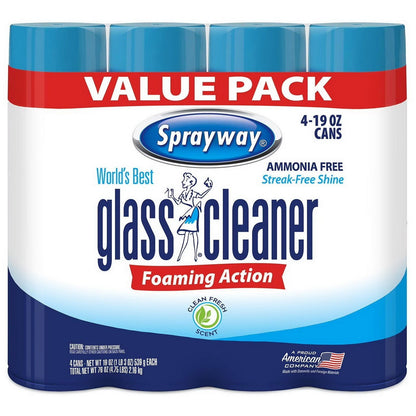 Sprayway Glass Cleaner 4 or 12 Pack 19 oz Cans Ammonia Free Streakless Foaming