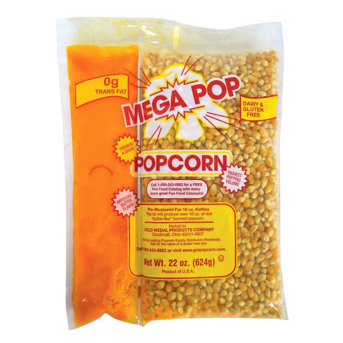 Gold Medal Mega Pop Popcorn Kit Corn Oil & Salt 4 6 8 12 14 16 Ounce oz Kettles