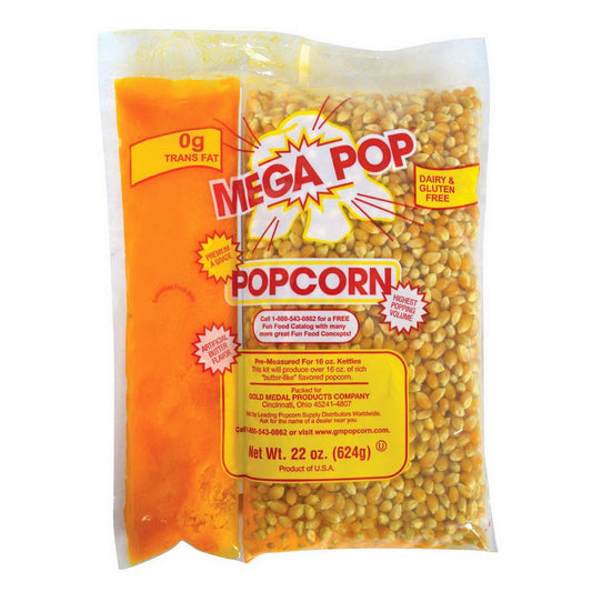 Gold Medal Mega Pop Popcorn Kit Corn Oil & Salt 4 6 8 12 14 16 Ounce oz Kettles