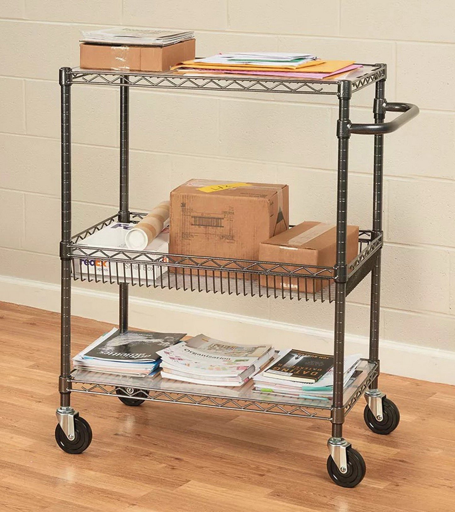 3 Shelf Rolling Steel Commercial Utility Cart Kitchen NSF Catering Medical Tool