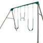 Heavy Duty Steel Swing Set with Trapeze Bar Gym Rings and 2 Belt Swings 10'