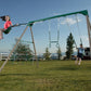 Heavy Duty Steel Swing Set with Trapeze Bar Gym Rings and 2 Belt Swings 10'