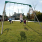 Heavy Duty Steel Swing Set with Trapeze Bar Gym Rings and 2 Belt Swings 10'