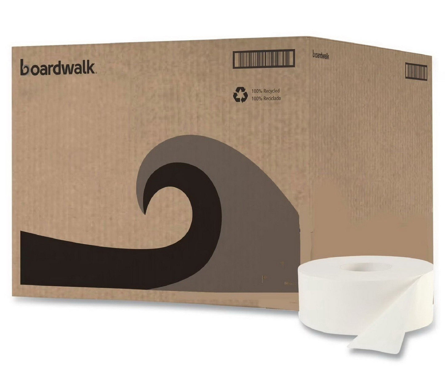 12 Jumbo Toilet Paper Rolls for Commercial Dispenser 2-Ply Boardwalk JRT