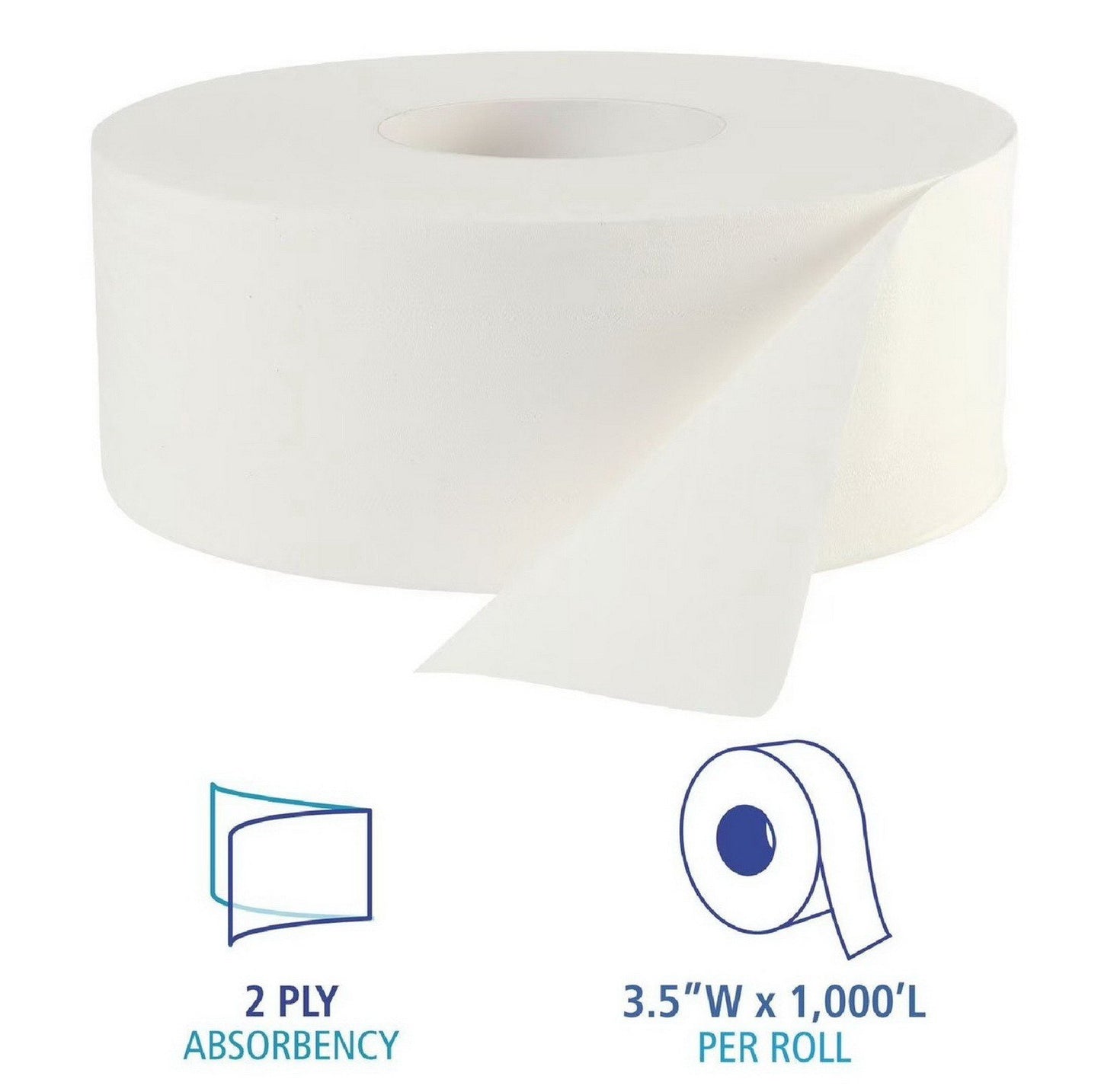 12 Jumbo Toilet Paper Rolls for Commercial Dispenser 2-Ply Boardwalk JRT