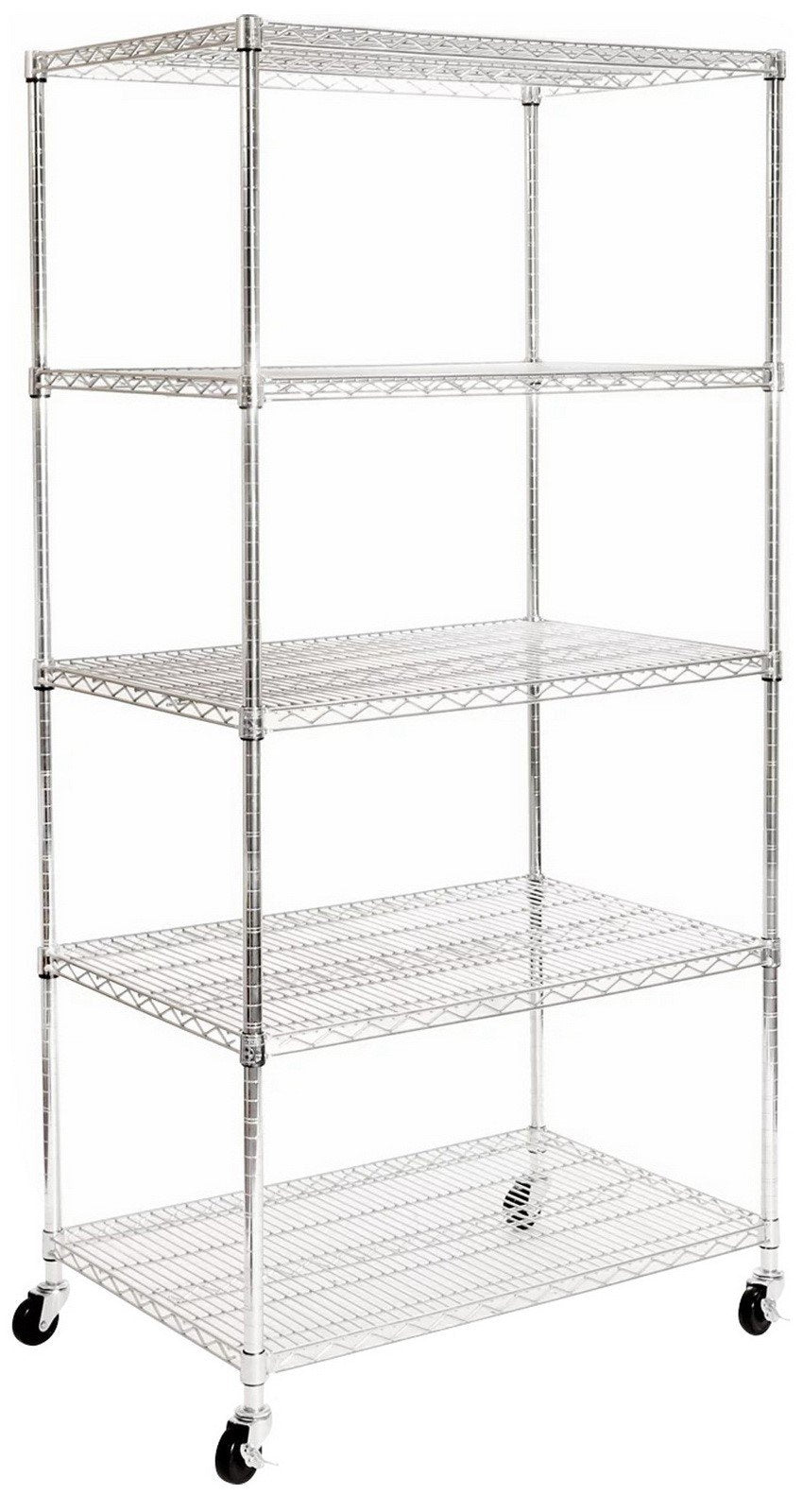 Heavy Duty 5 Level Steel Wire Shelving System Steel Wire Rack 36" x 24" x 72"