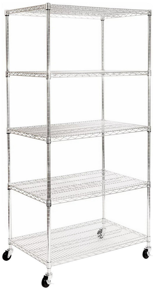 Heavy Duty 5 Level Steel Wire Shelving System Steel Wire Rack 36" x 24" x 72"