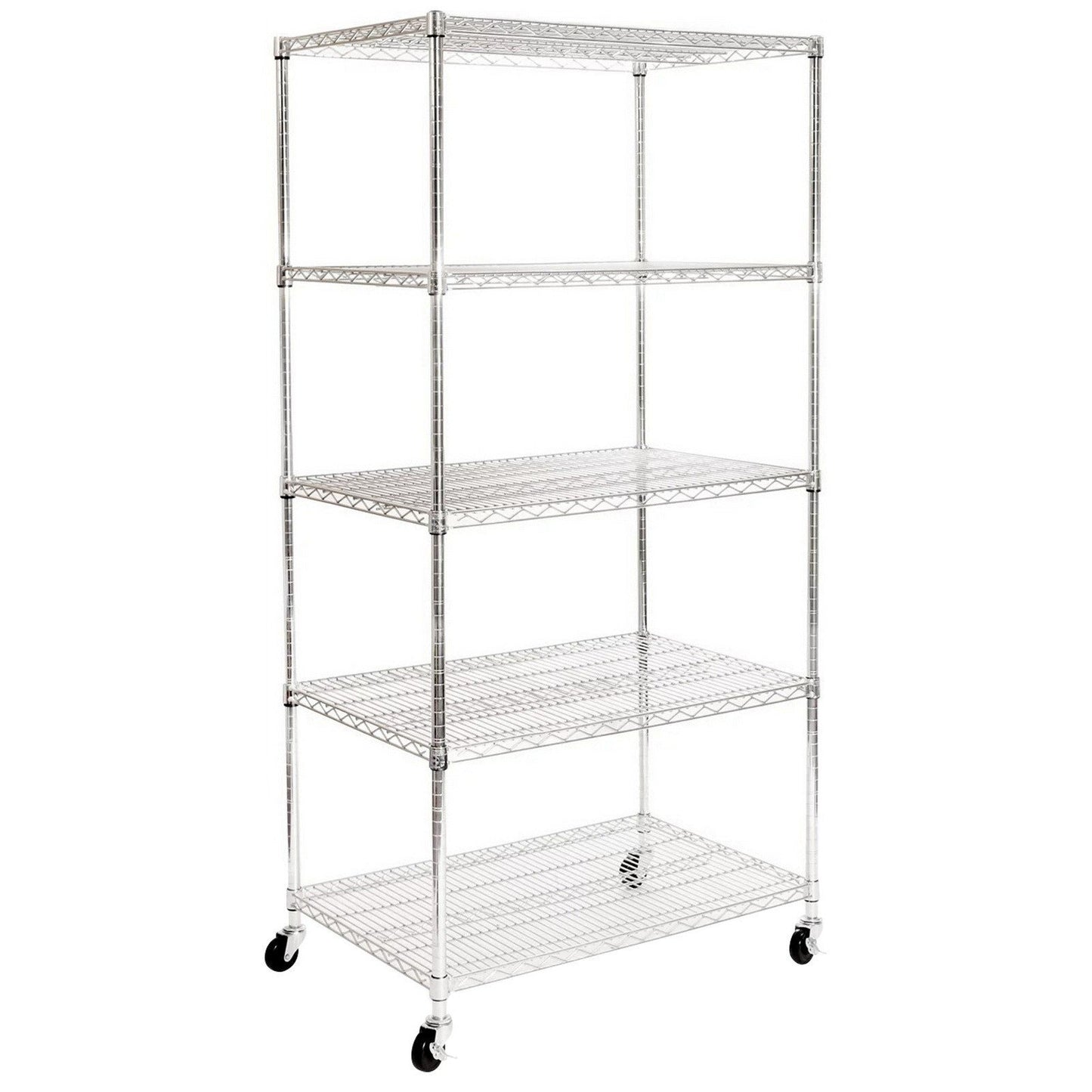 Heavy Duty 5 Level Steel Wire Shelving System Steel Wire Rack 36" x 24" x 72"