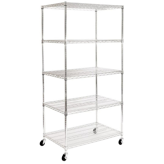 Heavy Duty 5 Level Steel Wire Shelving System Steel Wire Rack 36" x 24" x 72"