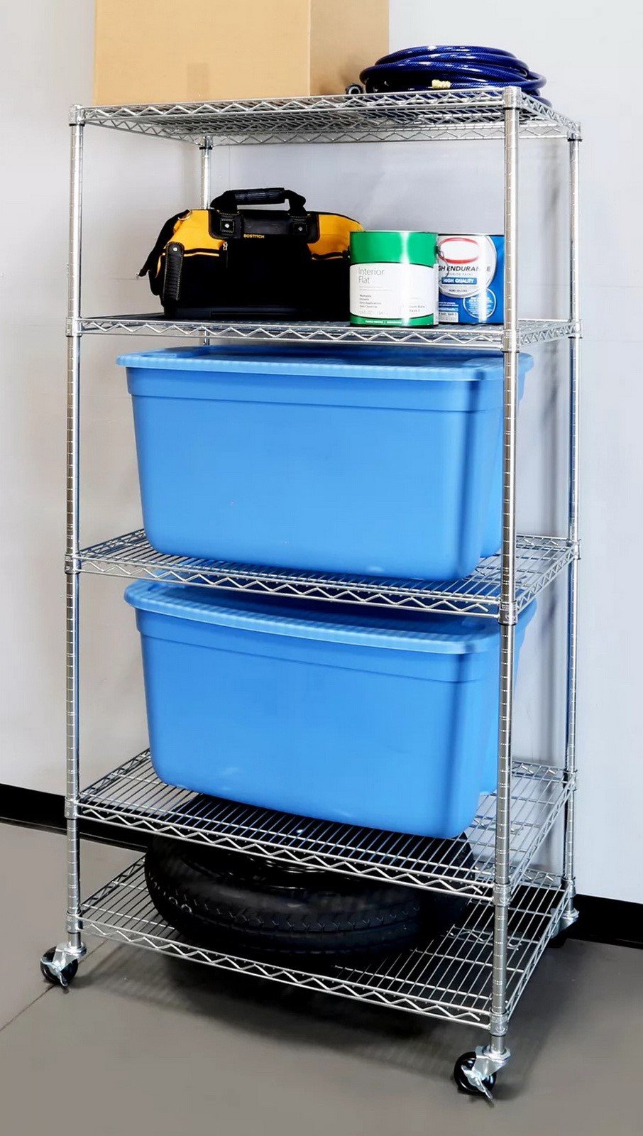 Heavy Duty 5 Level Steel Wire Shelving System Steel Wire Rack 36" x 24" x 72"