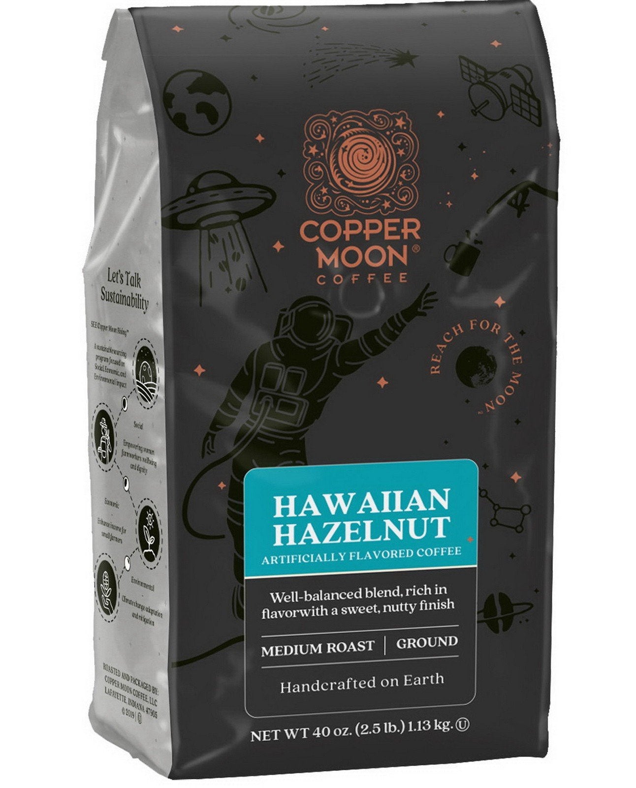 Copper Moon Hawaiian Hazelnut Ground Coffee 2.5 lb Medium Roast