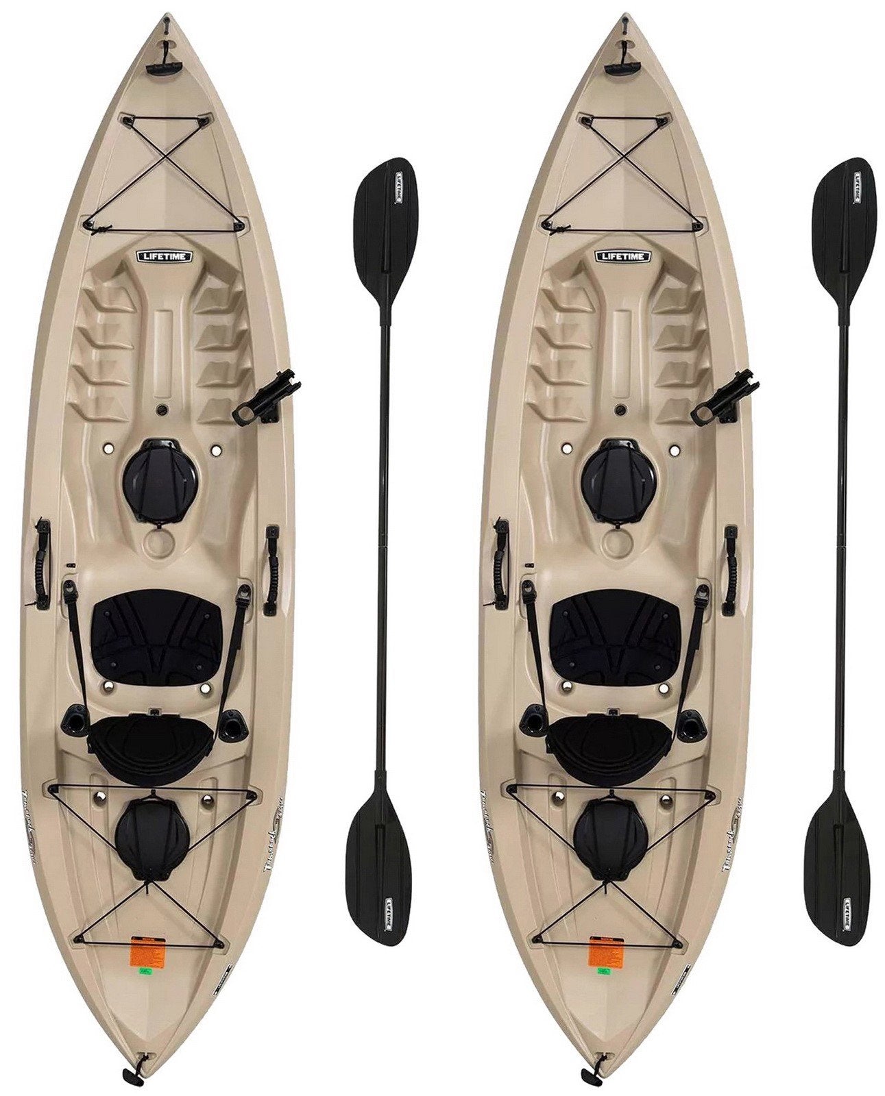 Two 10' Sit On Top Fishing Kayaks Lifetime Tamarack With Paddles