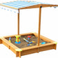 Large 4' x 4' Kids Wood Sand Box with Tilt Shade Sandbox Canopy Cover