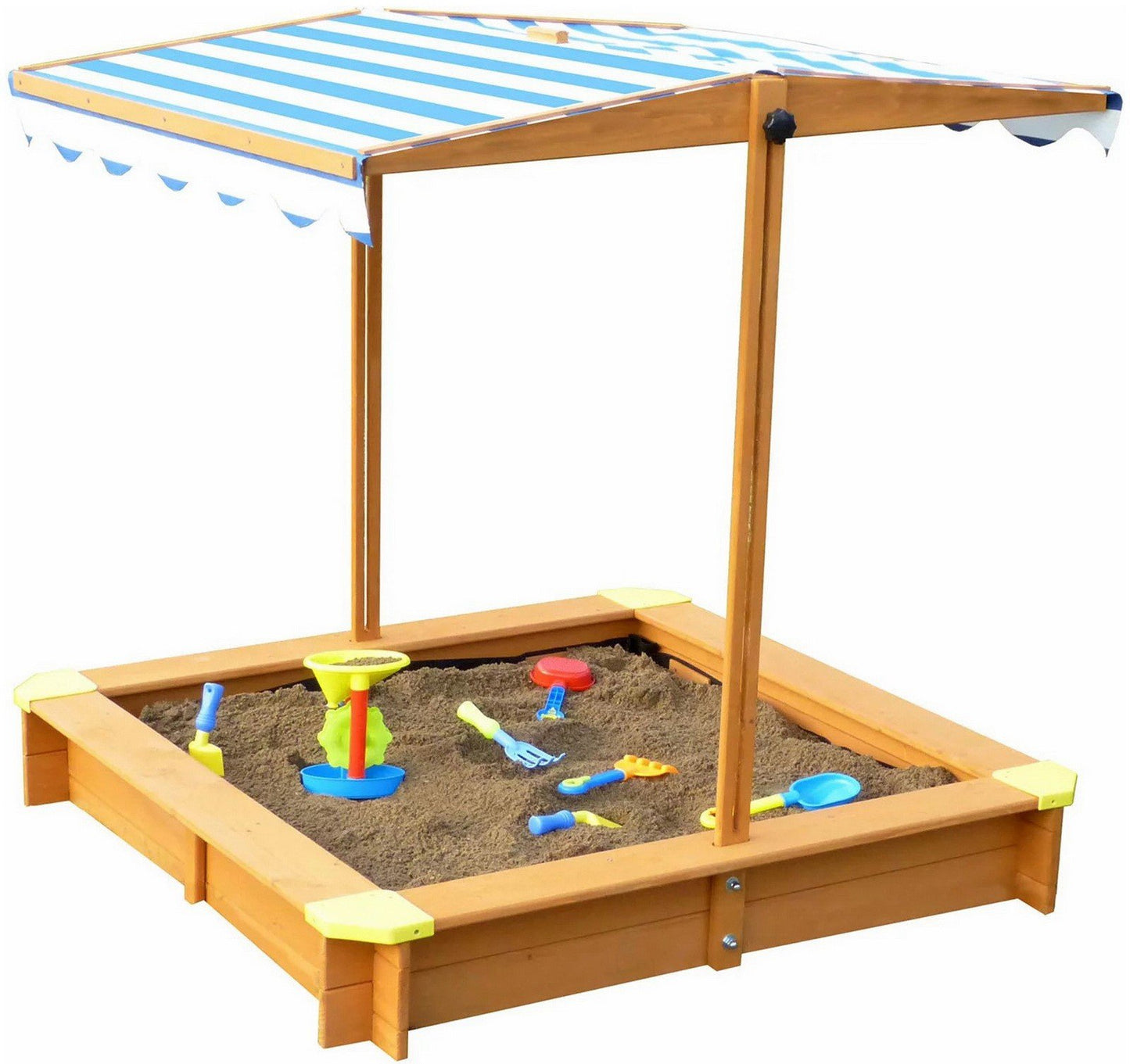 Large 4' x 4' Kids Wood Sand Box with Tilt Shade Sandbox Canopy Cover
