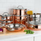 Viking 13 Piece Tri-Ply Copper Cookware Set 18/8 Stainless Steel Glass Lids