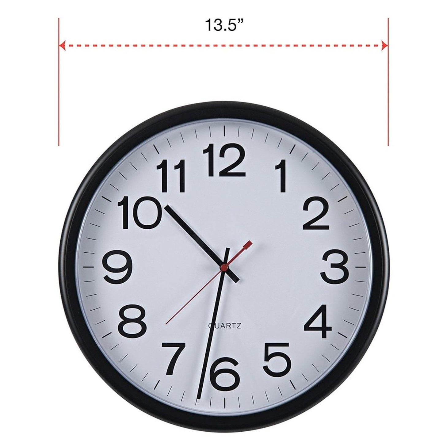 Large Numbers 13.5" Round Wall Office Clock Black Quartz