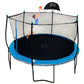 14' Round Trampoline with Basketball Goal Ball Safety Net Enclosure Bounce Pro