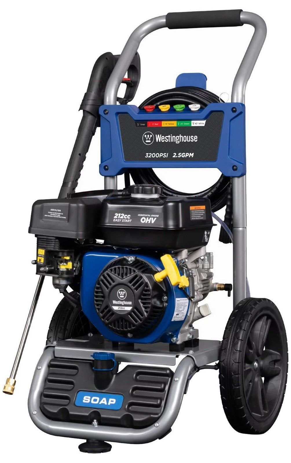 3200 PSI 2.5 GPM Gas Powered Pressure Washer with Soap Tank 5 Quick Connect Tips