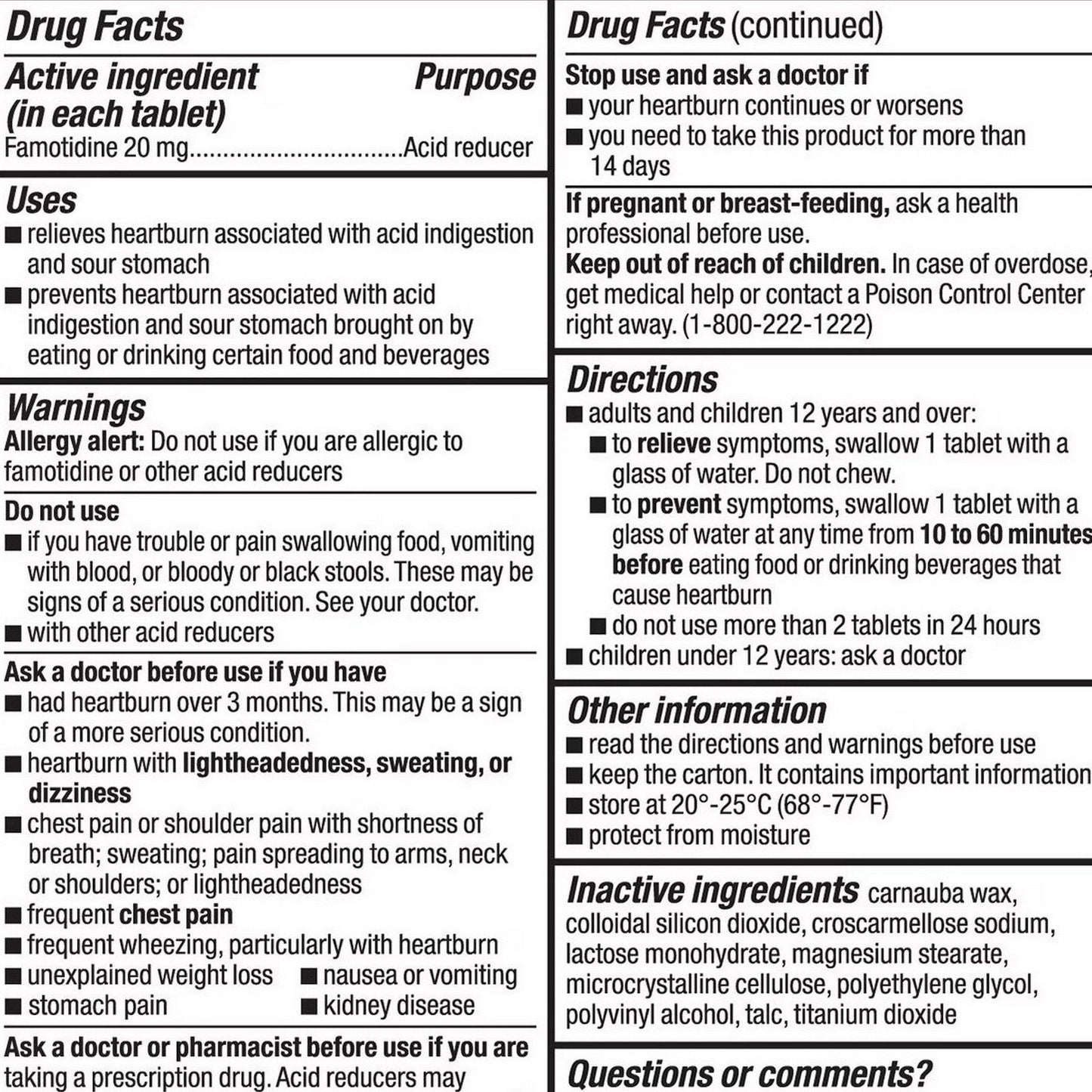 Acid-Pep Acid Reducer 2 Packs of 100 Famotidine 20 mg Tablets Treats Heartburn